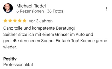 Google Bewertung Rezession 5-Sterne Peugeot 308 Soundsystem