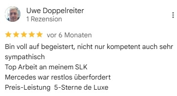 Google Bewertung Rezession 5-Sterne Mercedes SLK Radio