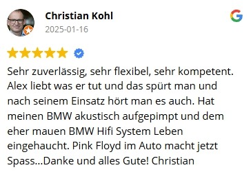 BMW G31 Hifi-Lautsprechersystem 676 Soundanlage verbessern 2 Google Bewertung 5-Sterne BMW G31 Soundsystem