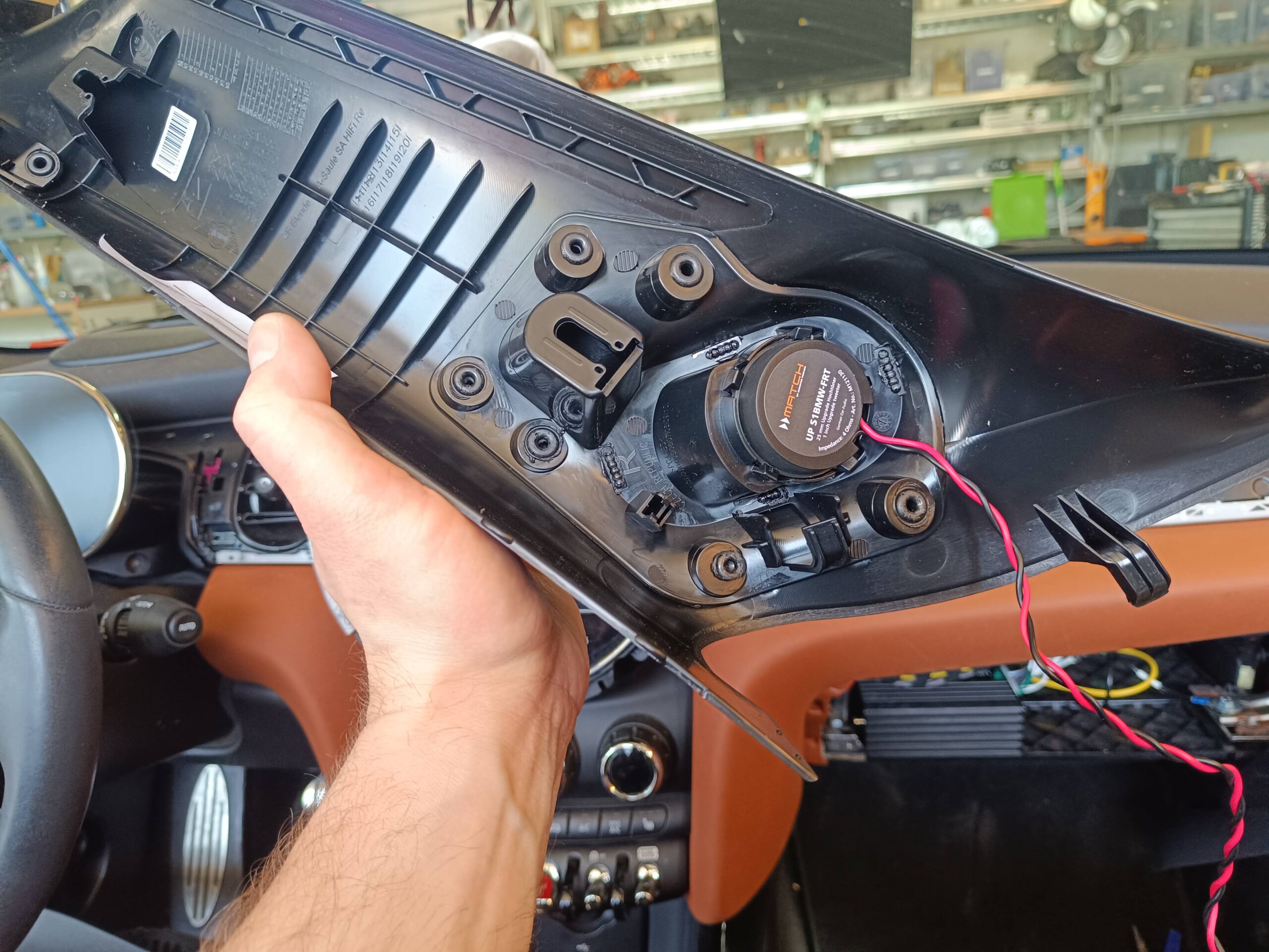 BMW Mini Cooper Sound System Upgrade A-Säulen Match Hochtöner