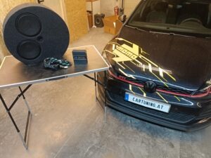 VW Golf 7 GTI Soundupgrade Reserverad Subwoofer