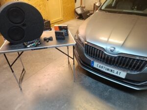 Skoda Superb Soundupgrade DSP Reserveradsubwoofer